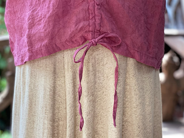 asana HEMP100% ガーゼ 切り替え ギャザー ブラウス・草木染め