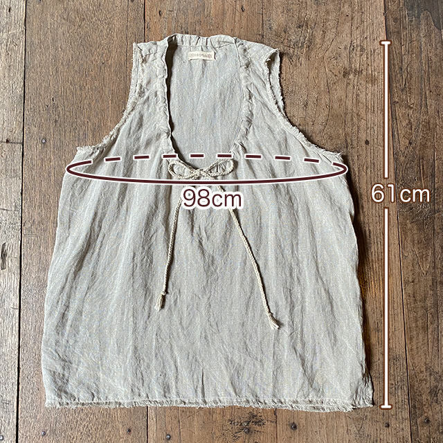 asana HEMP100% NEW 紐付き タンクトップ・きなり