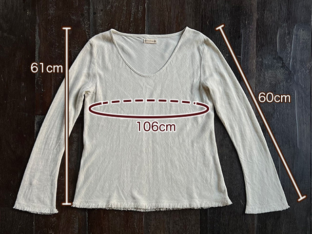 asana HEMP100% テロテロ バイアス ロング フレアースリーブ・きなり