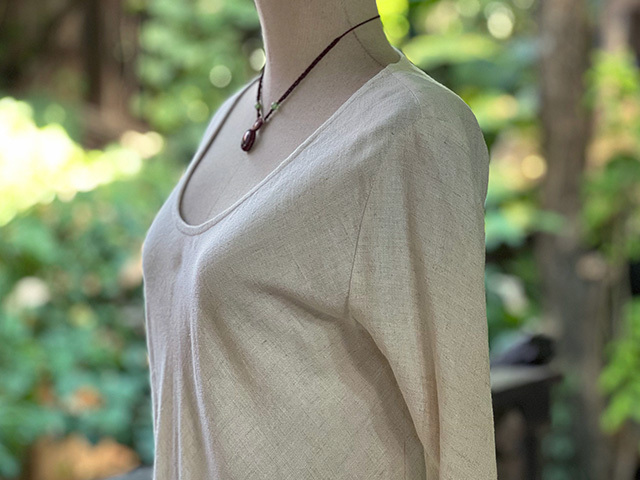 asana HEMP100% テロテロ バイアス ロング フレアースリーブ・きなり