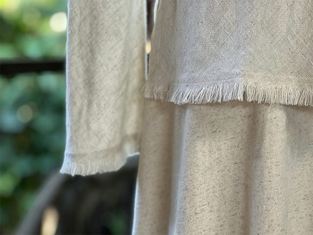 asana HEMP100% テロテロ バイアス ロング フレアースリーブ・きなり