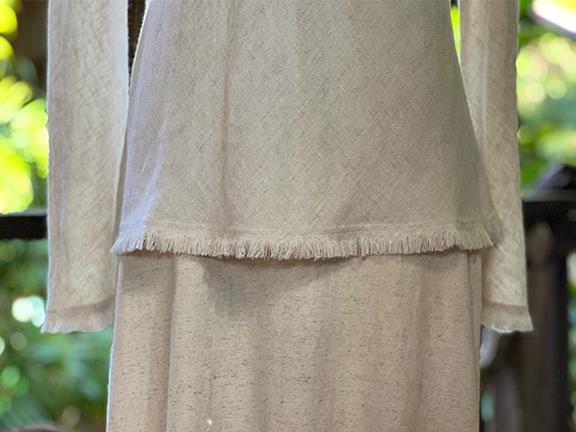 asana HEMP100% テロテロ バイアス ロング フレアースリーブ・きなり