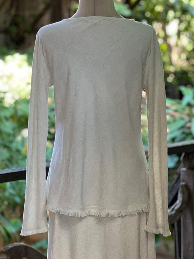 asana HEMP100% テロテロ バイアス ロング フレアースリーブ asana HEMP100% テロテロ バイアス ロング フレアースリーブ・きなり