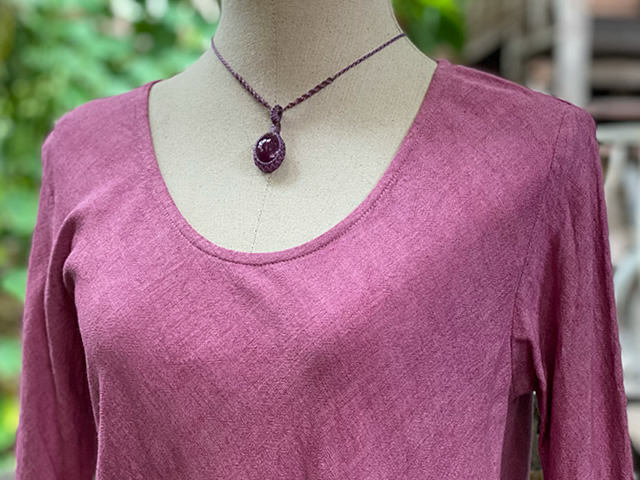 asana HEMP100% テロテロ バイアス ロング フレアースリーブ・草木染め