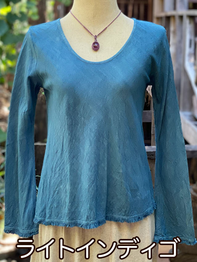 asana HEMP100% テロテロ バイアス ロング フレアースリーブ・草木染め