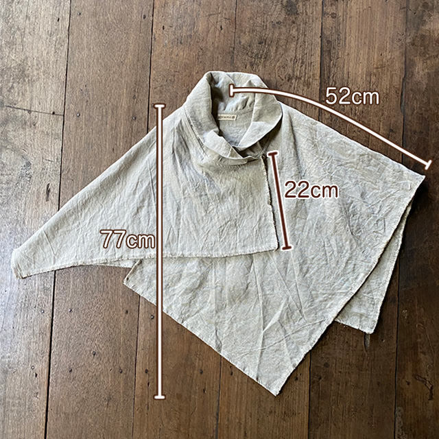 asana HEMP100% 厚手 フリンジ ショート ポンチョ・きなり