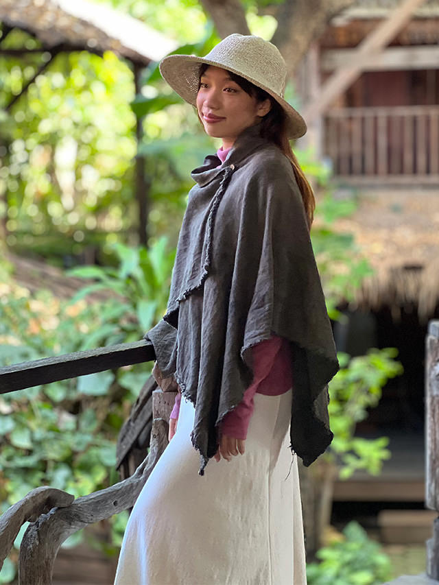 asana HEMP100% 厚手 NEW 森のポンチョ・草木染め【パヤカ