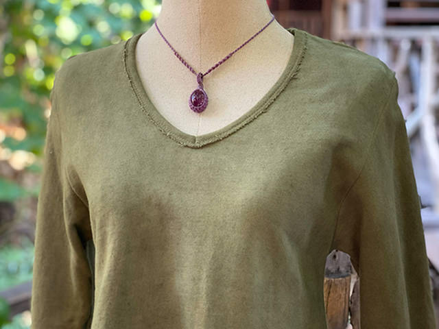 asana ヘンプコットン ふかふか Vネック ロングスリーブ・草木染め