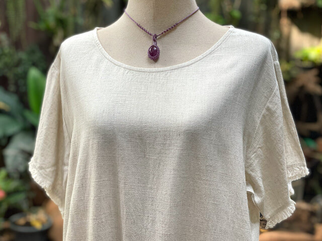 asana HEMP100% テロテロ フリンジ チュニック・きなり