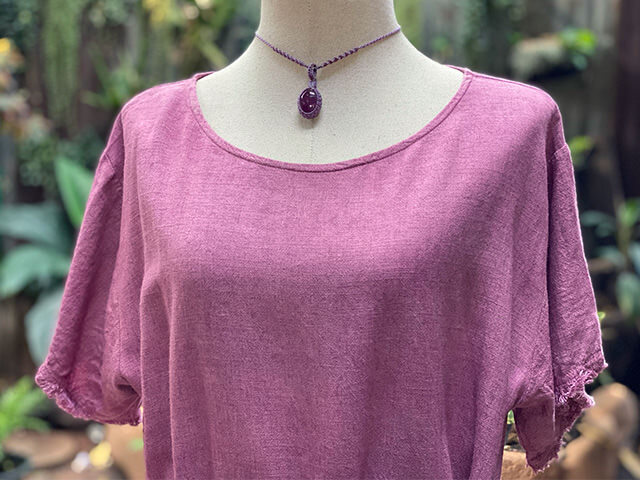 asana HEMP100% テロテロ フリンジ チュニック・草木染め