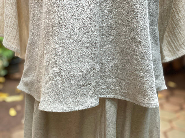 asana 麻100% ラグラン 七分袖 カットソー・きなり