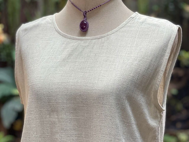 asana HEMP100% テロテロ 切り替え ノースリーブ・きなり