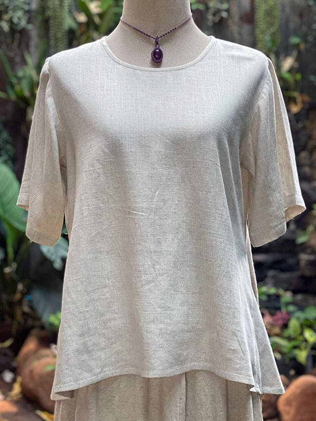 asana HEMP100% テロテロ 切り替え カットソー・きなり【パヤカ