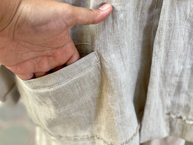 asana HEMP100% 羽織り フリンジ ジャケット・きなり