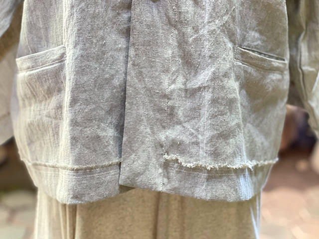 asana HEMP100% 羽織り フリンジ ジャケット・きなり