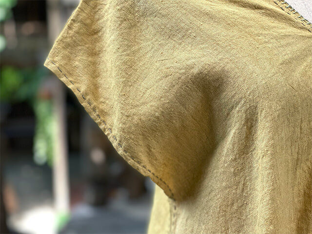 asana HEMP100% 手刺繍 ひらひら 貫頭衣・草木染め