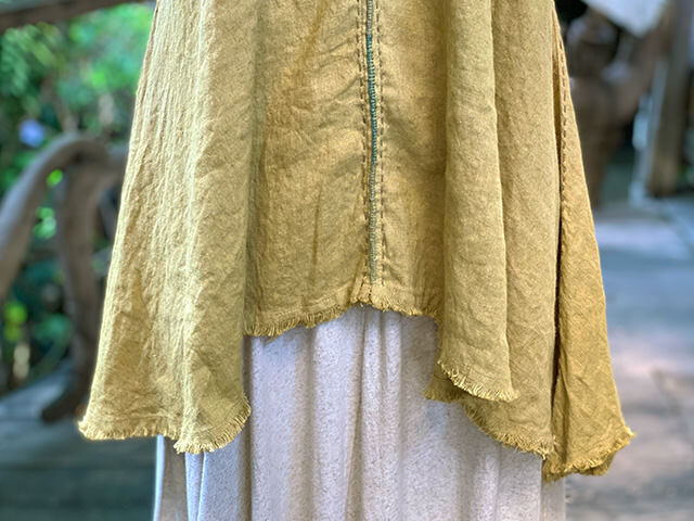 asana HEMP100% 手刺繍 ひらひら 貫頭衣・草木染め