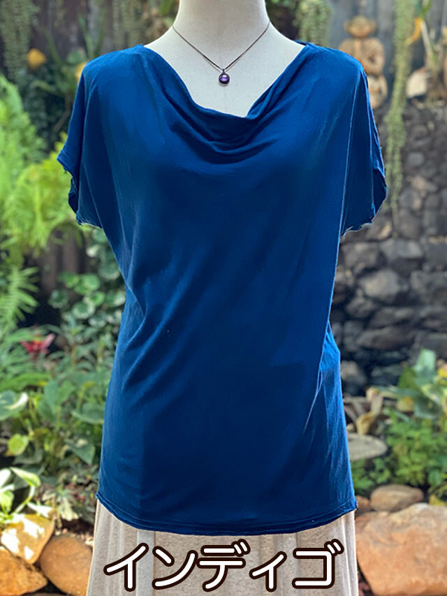 asana HEMP100% テロテロ カットソー●草木染めインディゴ asana HEMP100% テロテロ 手刺繍 トップス・草木染め【パヤカ