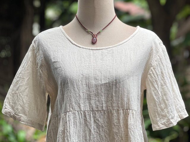 asana 麻100% 薄手 切り替え TEE・きなり