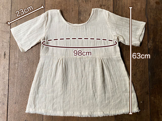 asana 麻100% 薄手 切り替え TEE・きなり