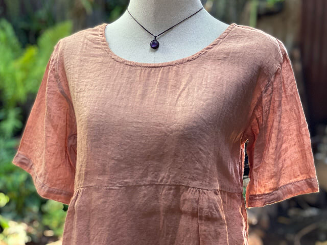 asana 麻100% 薄手 切り替え Tee・草木染め