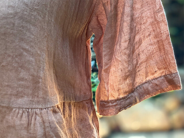 asana 麻100% 薄手 切り替え Tee・草木染め