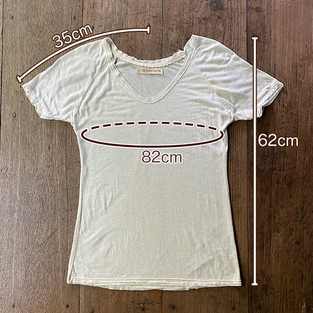 asana ヘンプコットン テロテロ Ｖネック Tee・きなり
