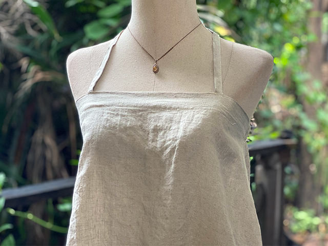 asana HEMP100% 薄手 ひらひら フリンジ キャミソール・きなり