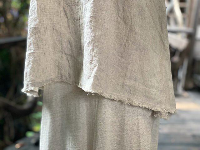 asana HEMP100% 薄手 ひらひら フリンジ キャミソール・きなり