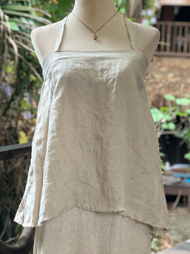 asana HEMP100% ひらひら フリンジ キャミソール・きなり【パヤカ