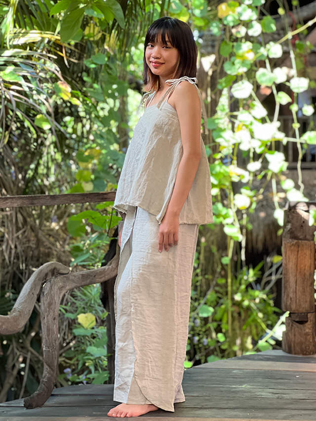 asana HEMP100% ひらひら フリンジ キャミソール・きなり【パヤカ