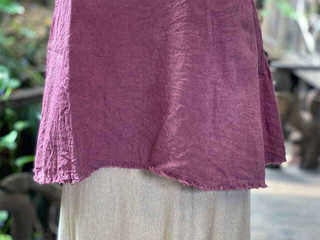 asana HEMP100% 薄手 ひらひら フリンジ キャミソール・草木染め
