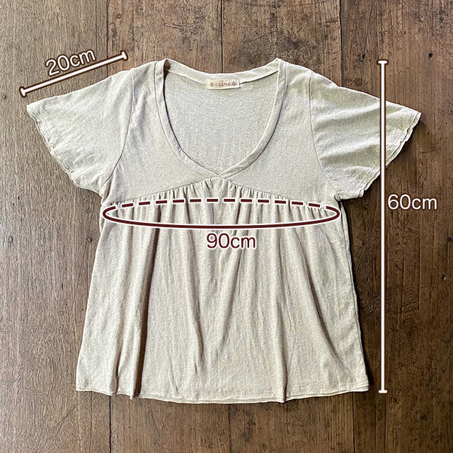 asana ヘンプコットン 薄手 切り替え カットソー・きなり