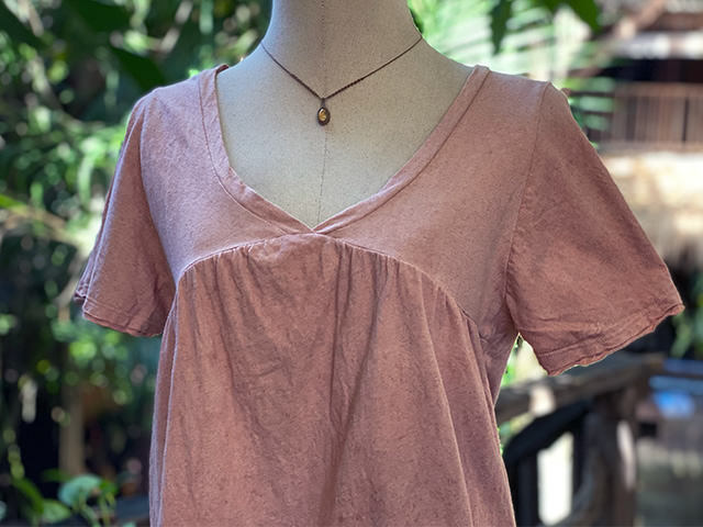 asana ヘンプコットン 薄手 切り替え カットソー・草木染め