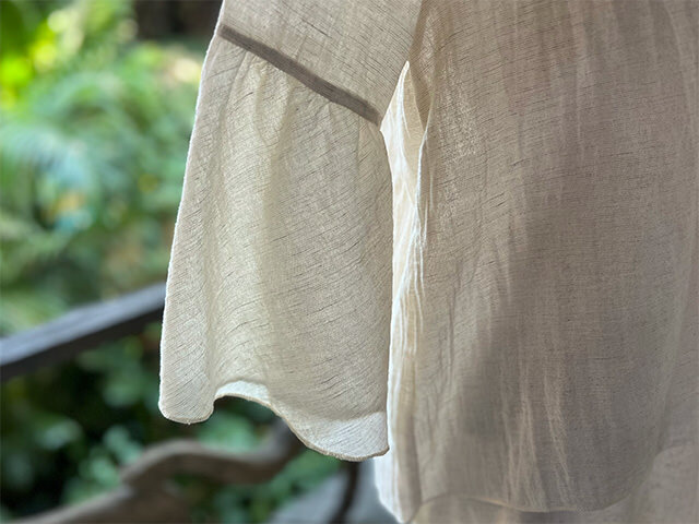 asana 麻100% 薄手 ひらひら ロング ブラウス・きなり【パヤカ