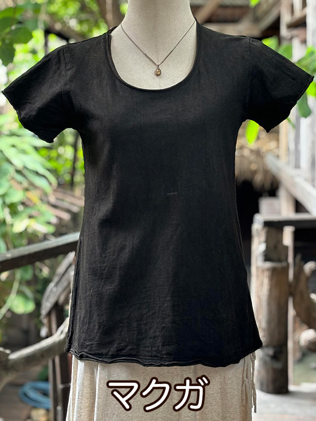 asana ヘンプコットン スリムTee・草木染めリーフ asana ヘンプコットン 厚手 NEW スリムTee・草木染め【パヤカ
