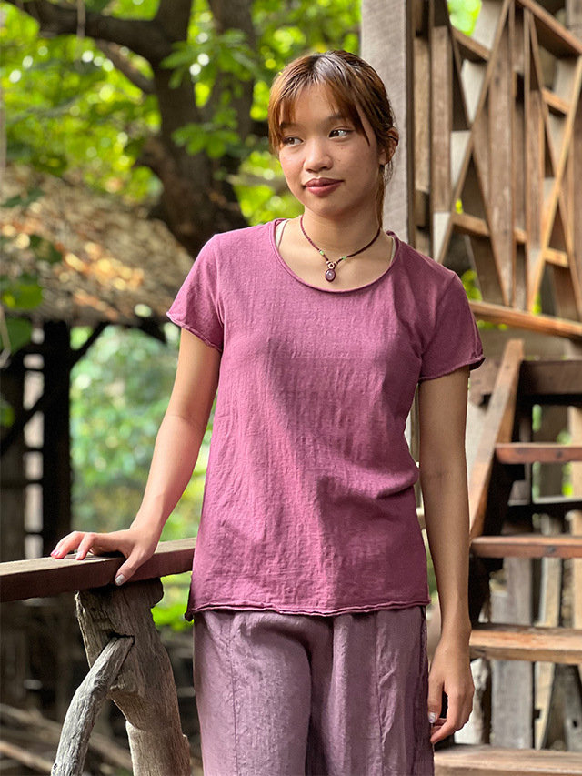 asana ヘンプコットン 厚手 NEW スリムTee・草木染め【パヤカ