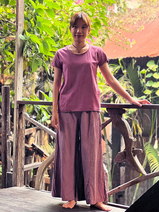 asana ヘンプコットン 薄手 スリム Tee・草木染め【パヤカ