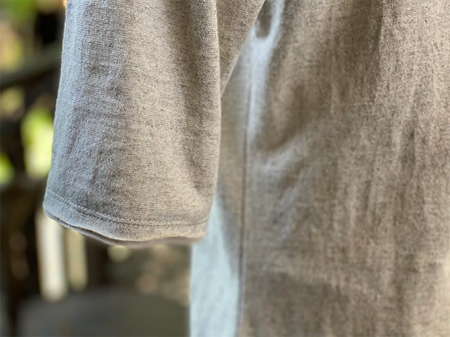 asana ヘンプコットン 厚手 七分袖 ラグラン TEE・きなり