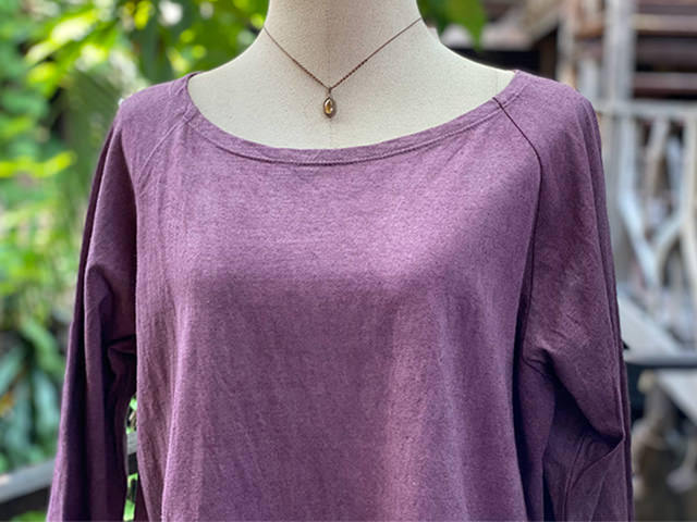 asana ヘンプコットン 厚手 七分袖 ラグラン TEE・きなり