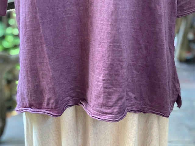 asana ヘンプコットン 厚手 七分袖 ラグラン TEE・きなり