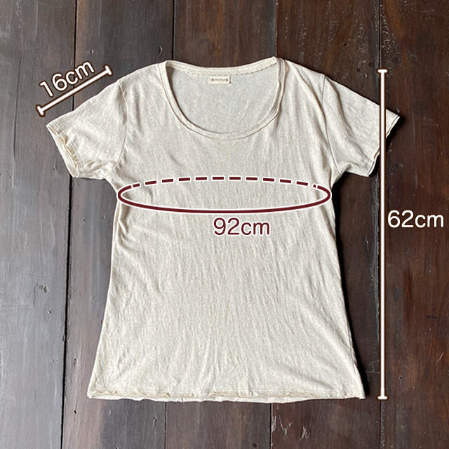 asana ヘンプコットン 薄手 スリム Tee・きなり