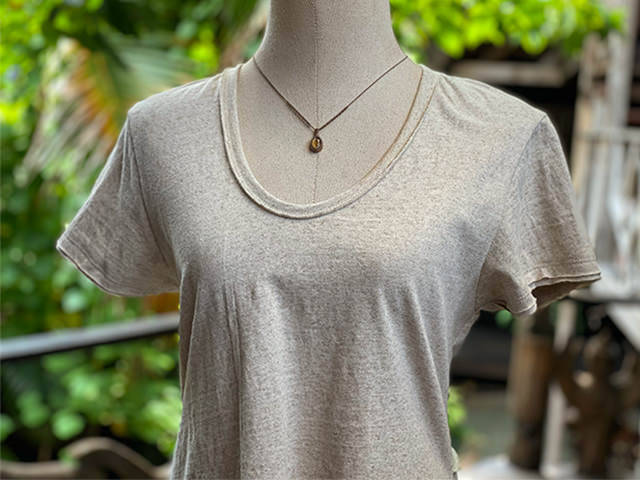 asana ヘンプコットン 厚手 ひらひら クロス Tee・きなり