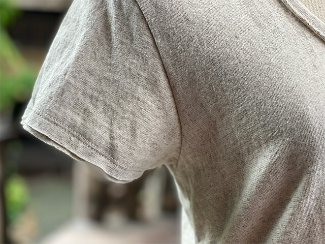 asana ヘンプコットン 厚手 ひらひら クロス Tee・きなり