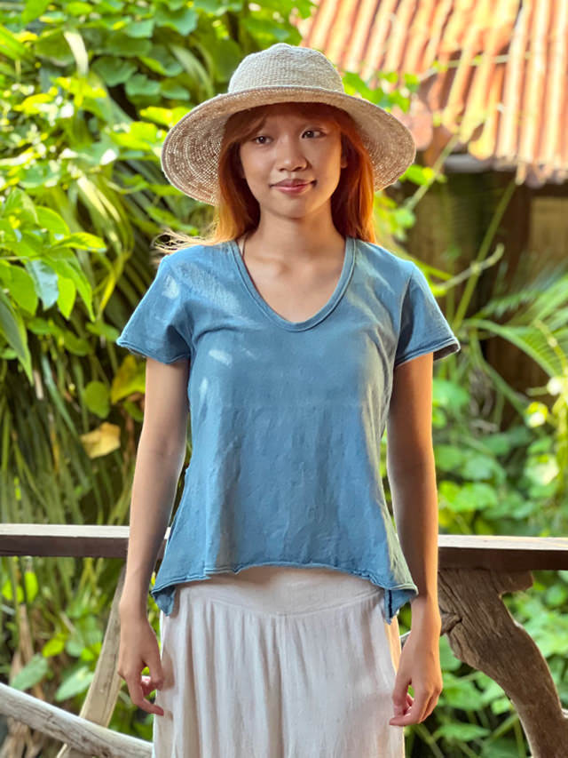 asana ヘンプコットン 厚手 ひらひら クロス Tee・草木染め【パヤカ