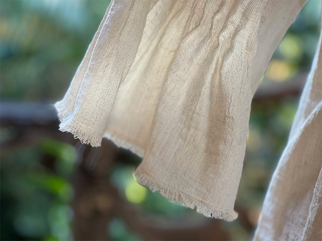 asana 麻100% ガーゼ シャーリング フレアースリーブ・きなり