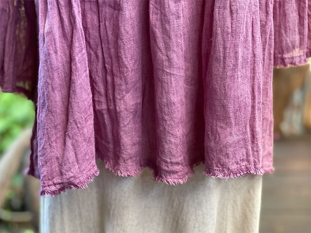 asana 麻100% ガーゼ シャーリング フレアースリーブ・きなり