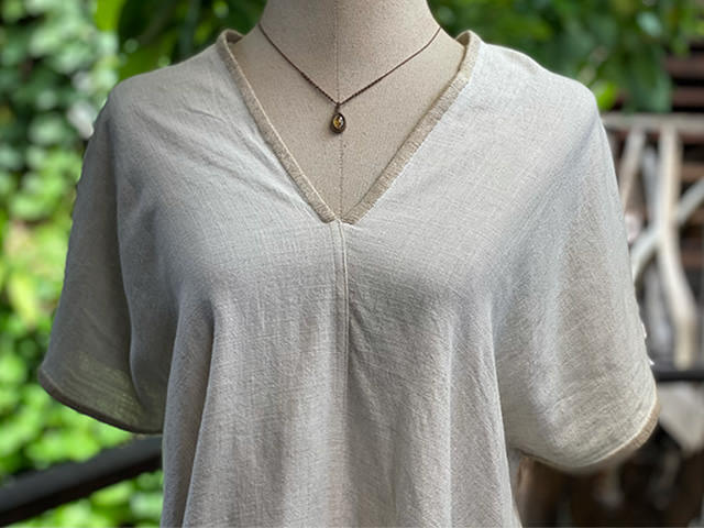 asana HEMP100% テロテロ 手刺繍 トップス・きなり