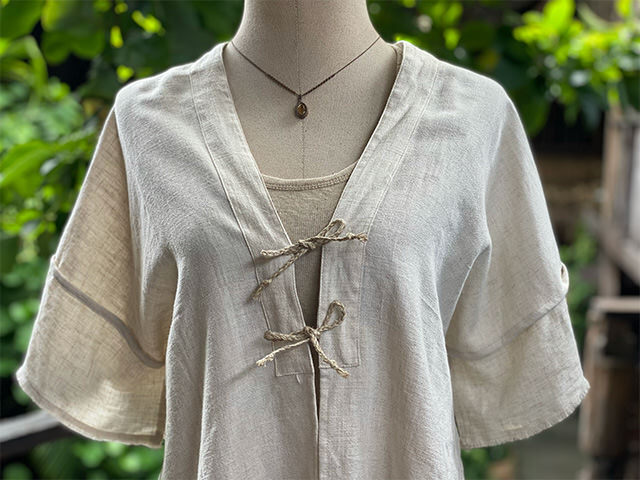 asana HEMP100% テロテロ 手刺繍 トップス・きなり