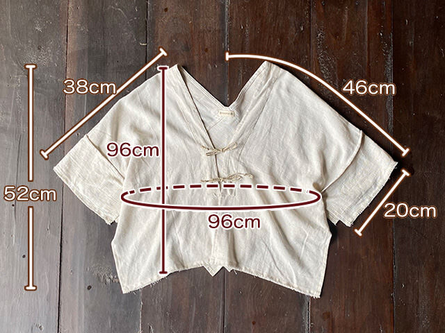 asana HEMP100% テロテロ 手刺繍 ショート 羽織り・きなり